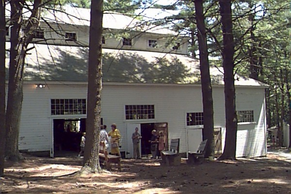 Talking under the pines at the Tabernacle