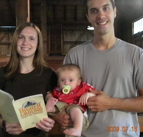 The McCabe Family, Ryan, Christine and Elloit, age 7, enjoy the service