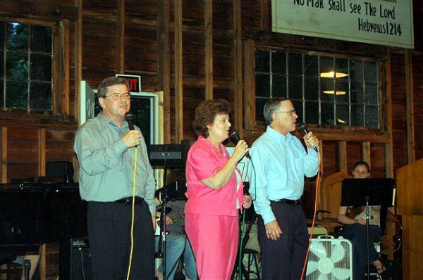 Steve, his wife Jan and his brother Nate sing for the Lord 