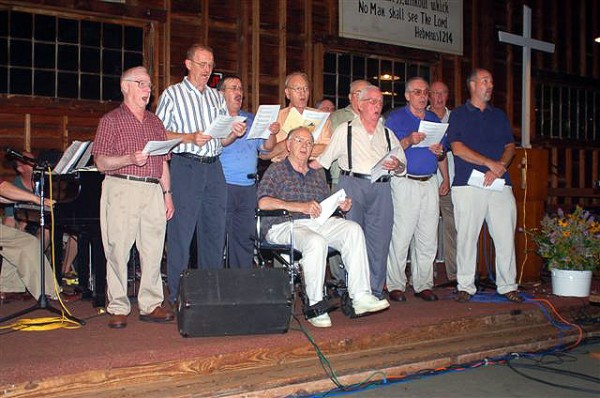 The Men's Choir warms up